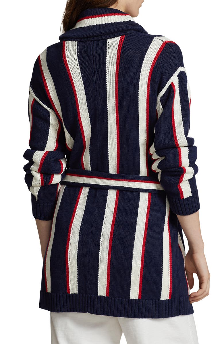 Polo Ralph Lauren Oversize Stripe Linen & Cotton Cardigan, Alternate, color,