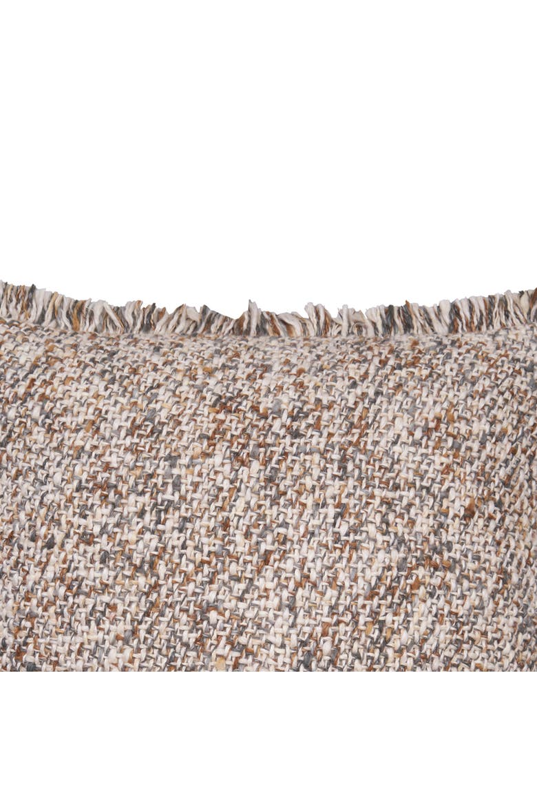 Cozy Gray Fringed Throw Pillow, 18" x 18", Alternate, color, Brown