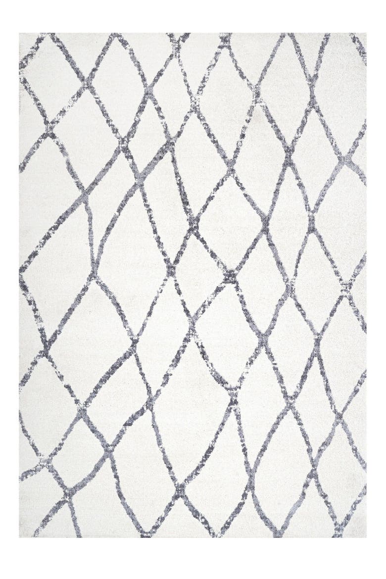 Illi Moroccan Diamond Trellis Area Rug, Main, color, Ivory/Gray