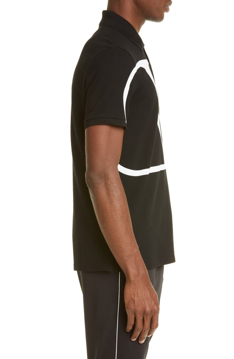 Valentino V-Logo Black Short Sleeve Piqué Polo, Alternate, color, 
