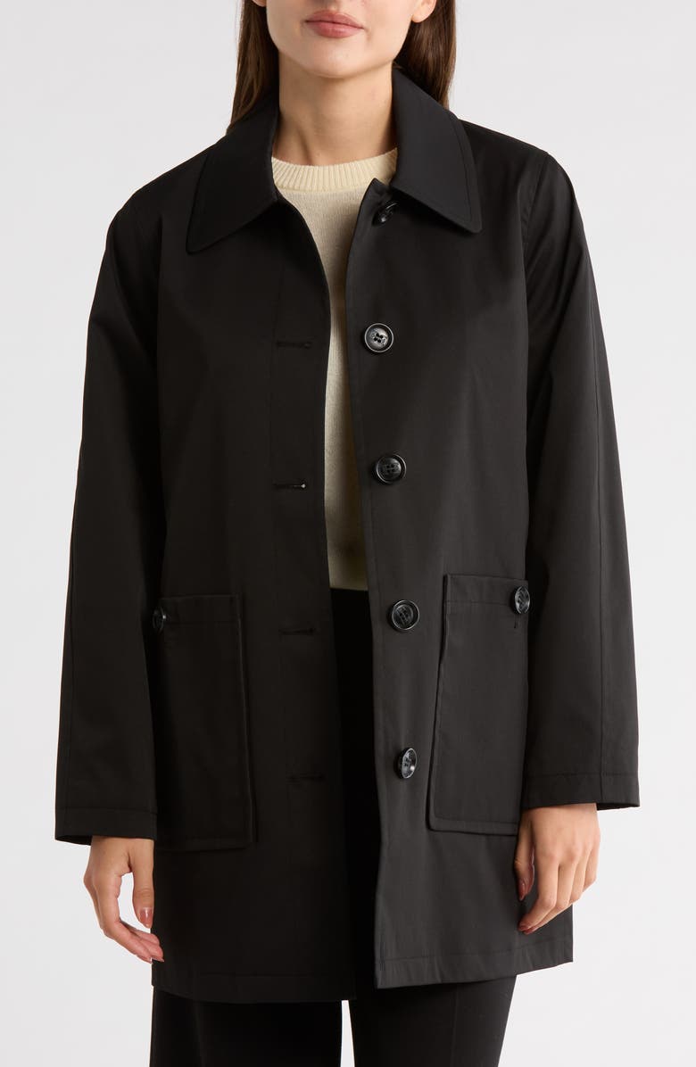 Sam Edelman Leopard Print Water Repellent Rain Jacket, Alternate, color, Black