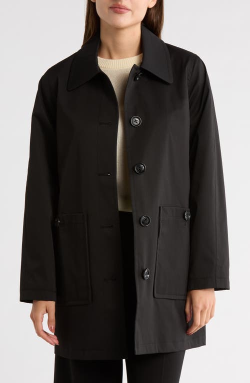 Sam Edelman Leopard Print Water Repellent Rain Jacket In Black