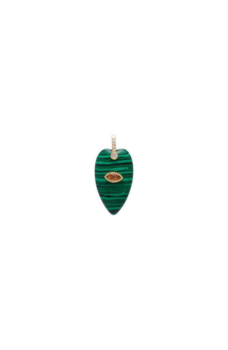 BY ADINA EDEN Evil Eye Elongated Heart Natural Stone Pendant, Main, color, Malachite