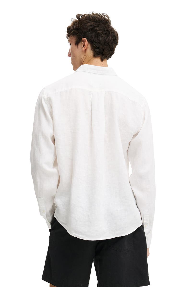 Cotton On Men's Relaxed Linen Long Sleeve Shirt, Alternate, color, White