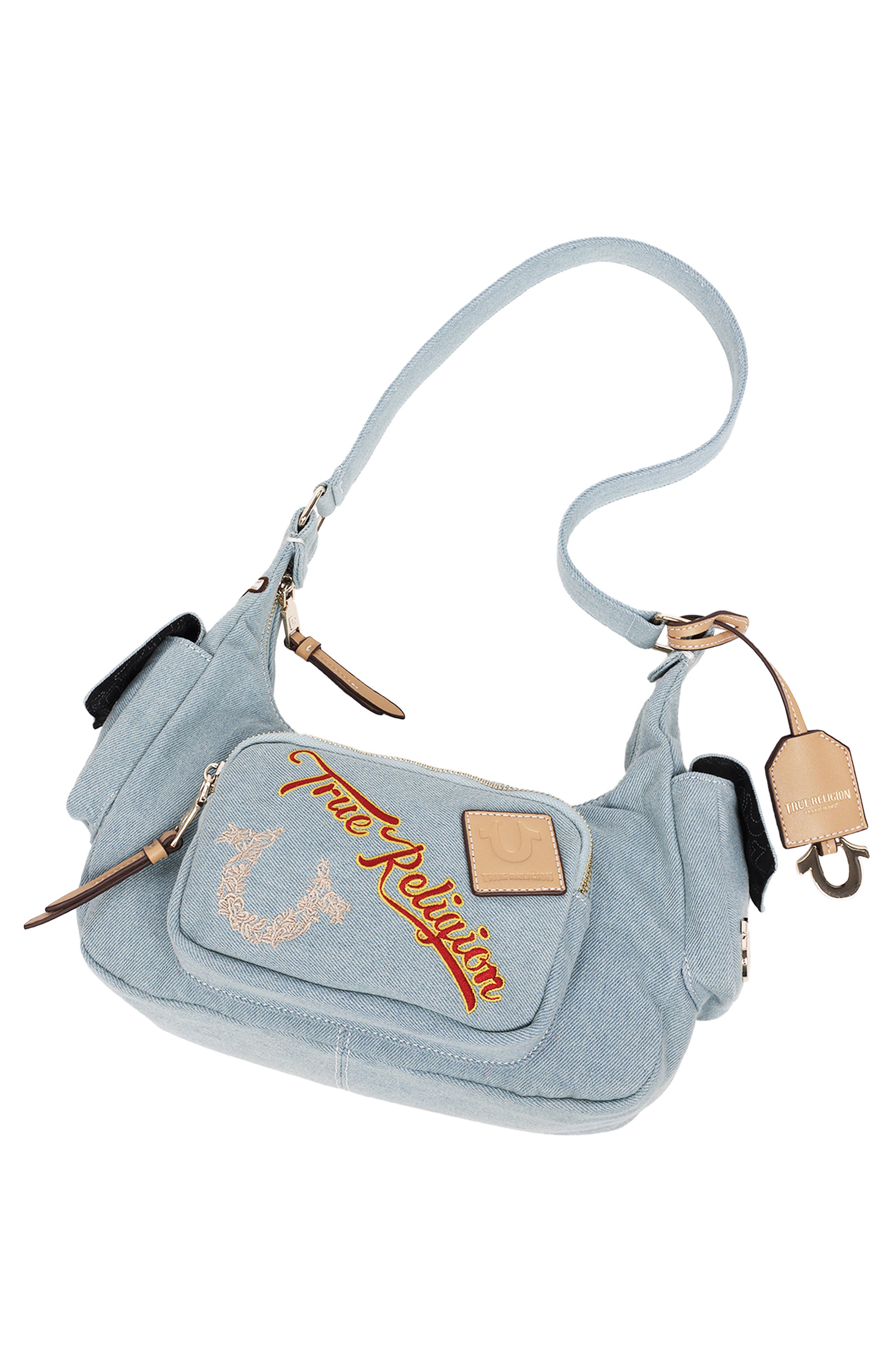 True Religion Multipatch Denim Hobo Bag, Alternate, color, Denim