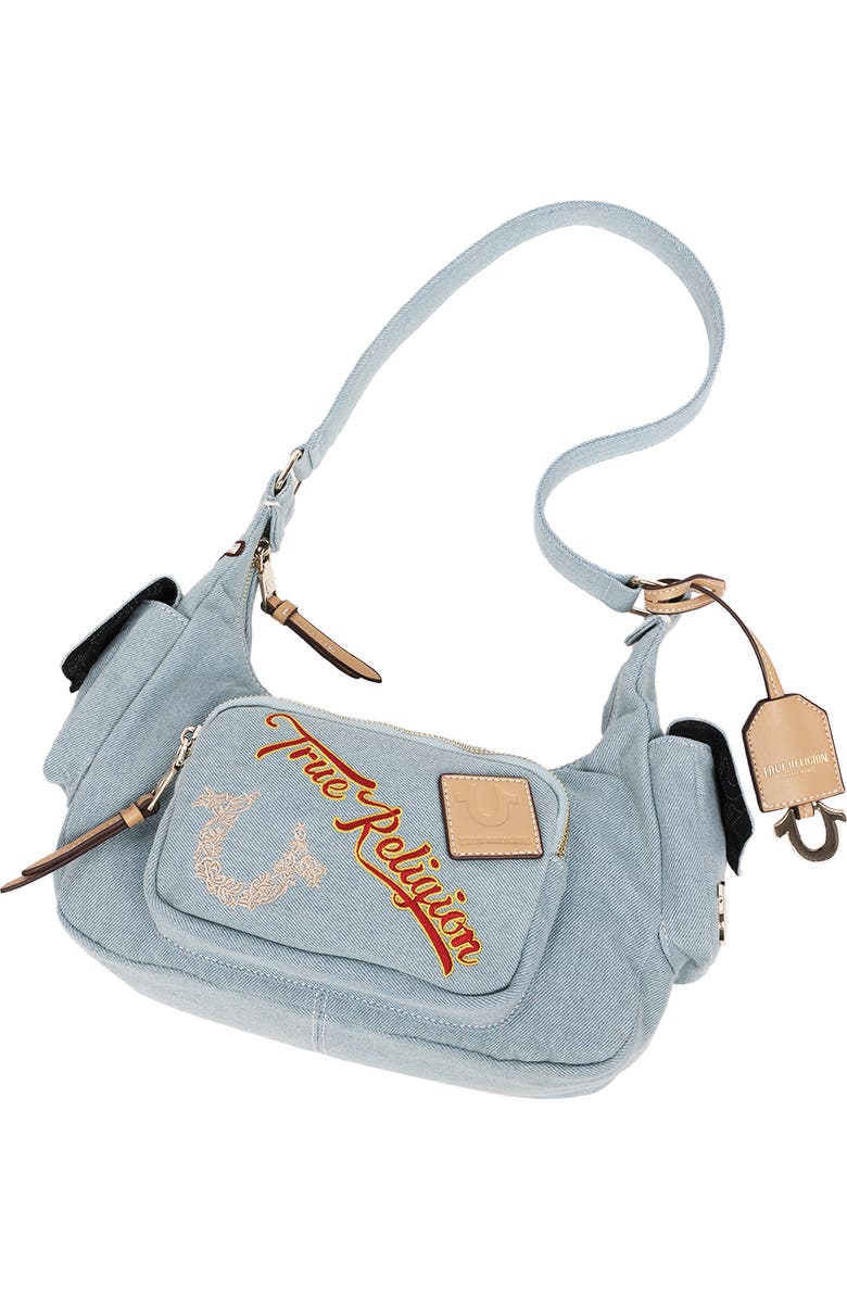 True Religion Multipatch Denim Hobo Bag, Alternate, color, Denim