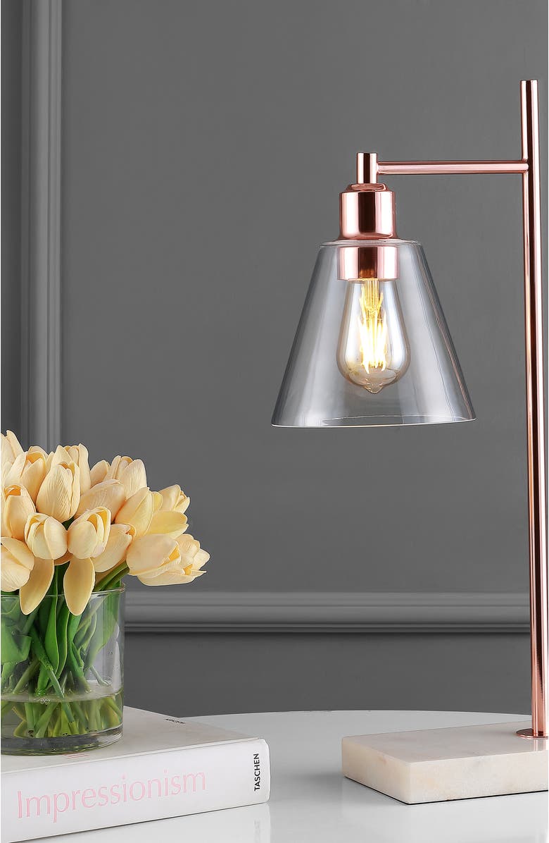 JONATHAN Y Lorena 22.25" Modern Glam Metal/Marble LED Table Lamp, Copper, Alternate, color, Copper