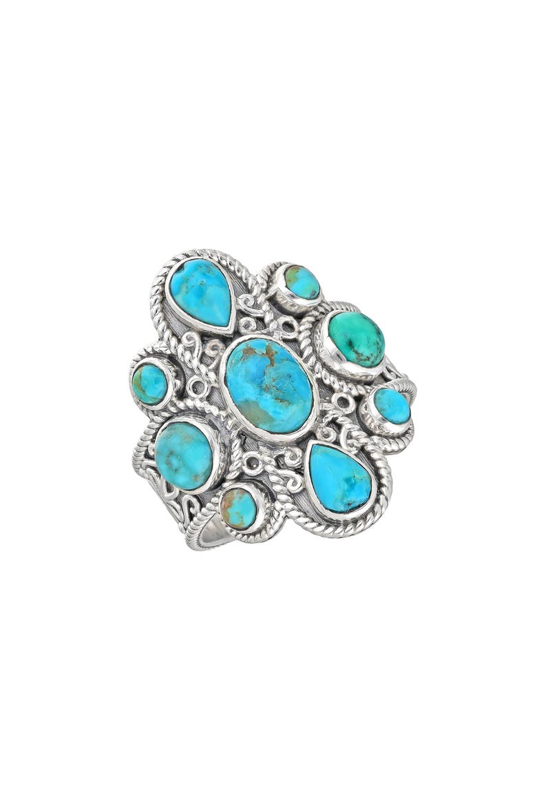 Bezel Set Turquoise Ring, Main, color, BLUE