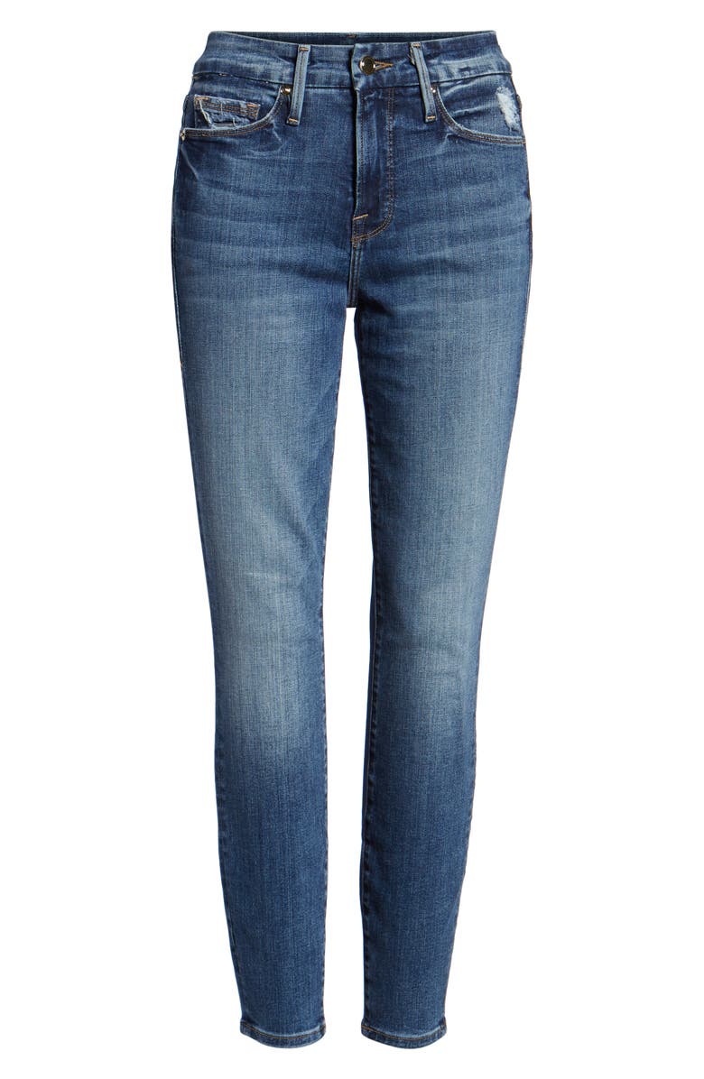 Good American Good Legs Ripped Crop Skinny Jeans, Alternate, color, 