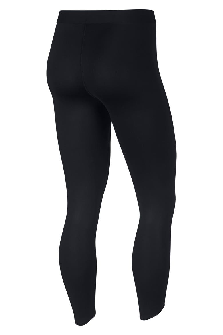 Pro Embossed Logo 7/8 Tights, Alternate, color, BLACK/ BLACK/ METALLIC GOLD