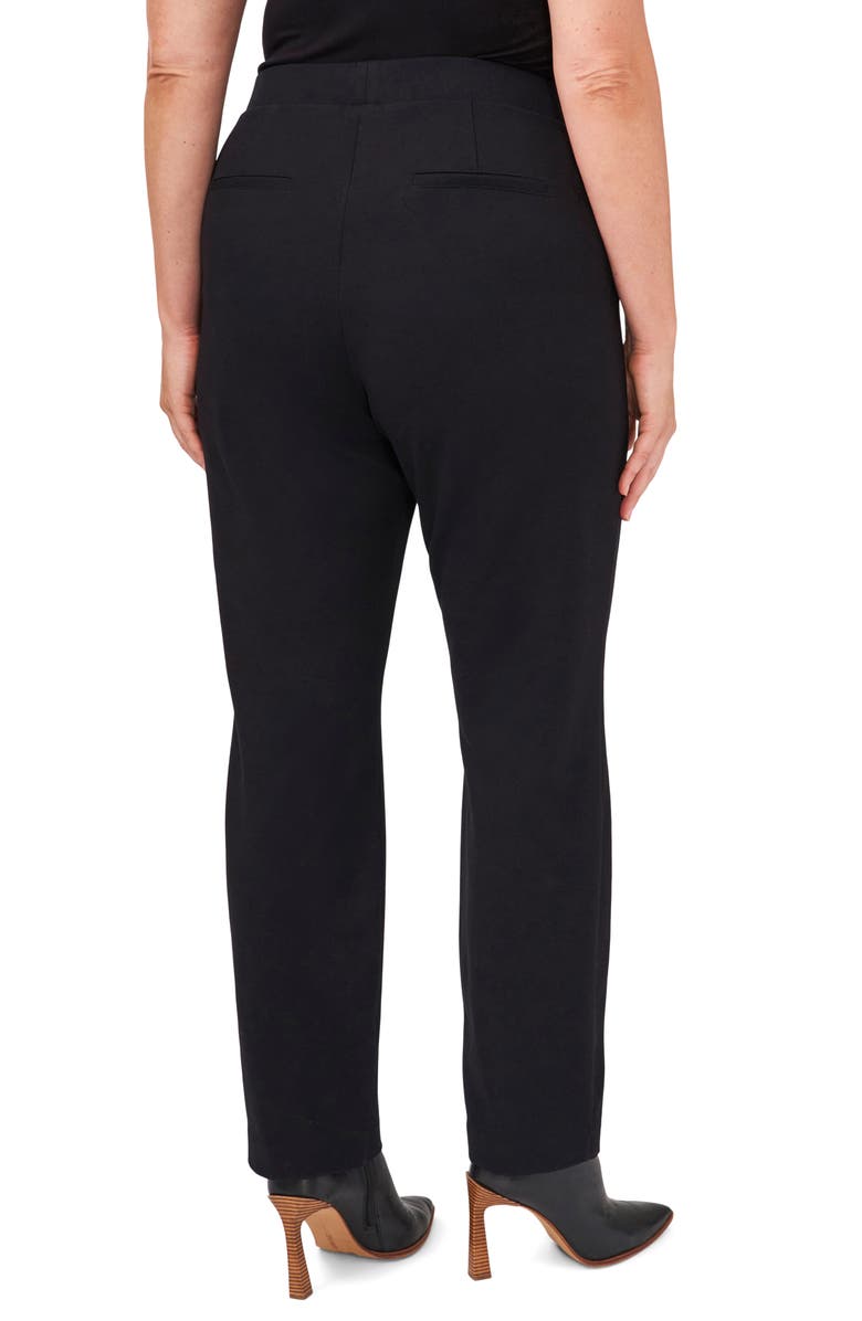 CeCe Slit Hem Ponte Straight Leg Pants, Alternate, color, Rich Black