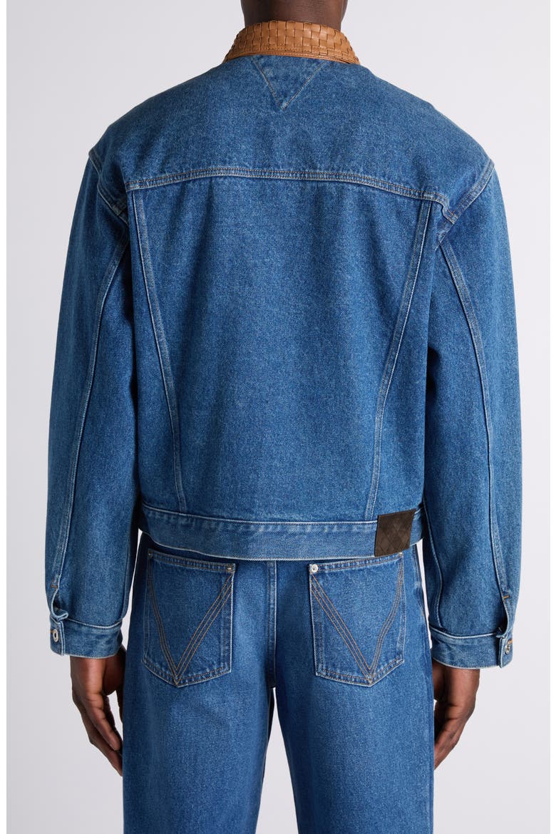 Intrecciato Collar Denim Jacket, Alternate, color, 4300 MID BLUE