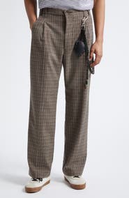 SONG FOR THE MUTE Plaid Pleated Lanyard Detail Pants