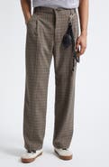 SONG FOR THE MUTE Plaid Pleated Lanyard Detail Pants