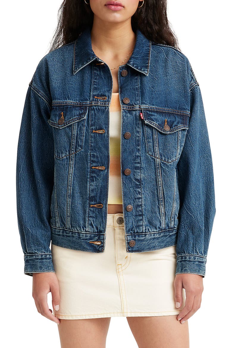 '90s Denim Trucker Jacket, Main, color, TO MY CORE