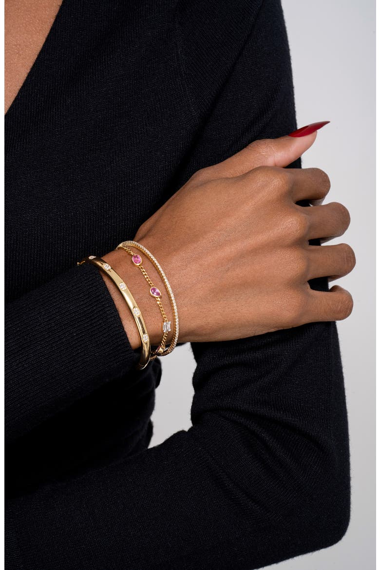 El Mar Diamond & Pink Sapphire Bracelet, Alternate, color, 18K YELLOW GOLD