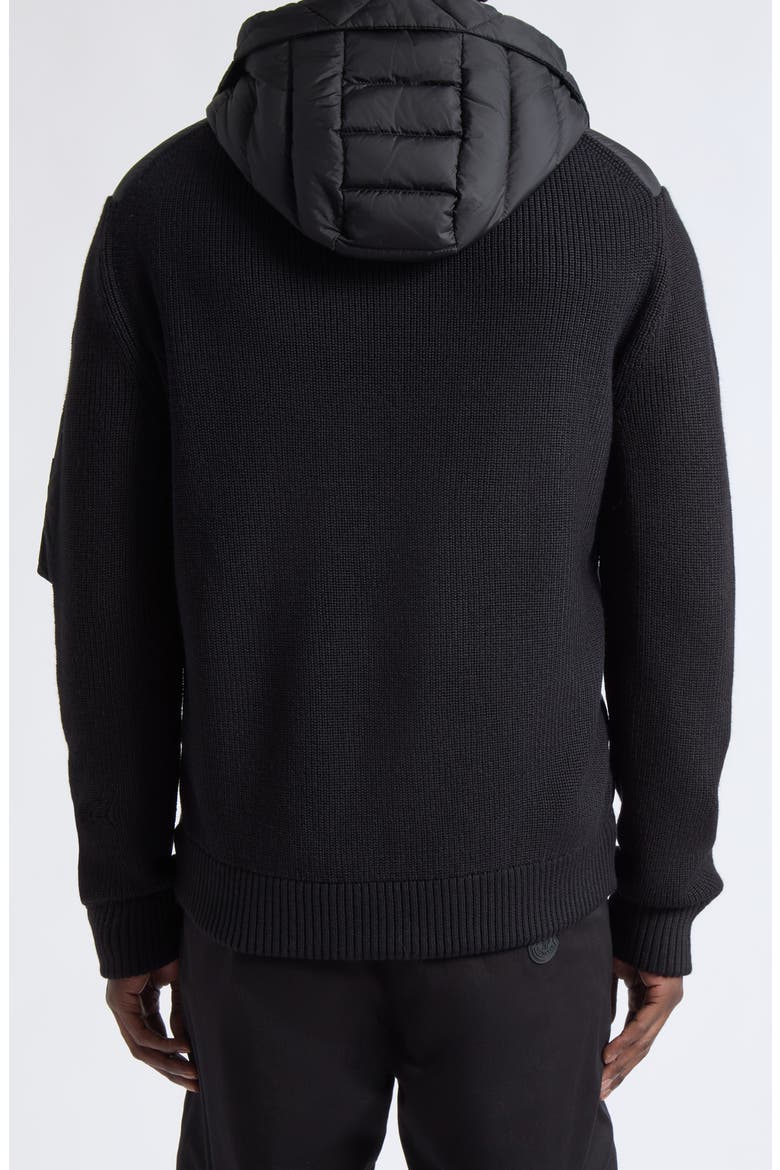 Quilted Front Wool Blend Cardigan, Alternate, color, BLACK