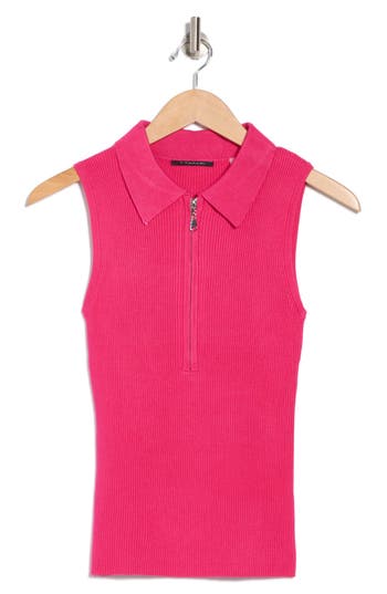 T Tahari Half Zip Sleeveless Polo Sweater