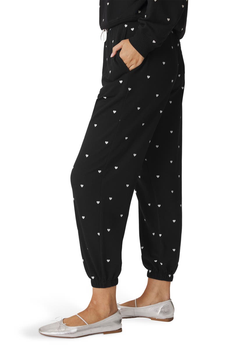 Splendid Love Lounge Embroidered Joggers, Alternate, color, Black/ Ivory