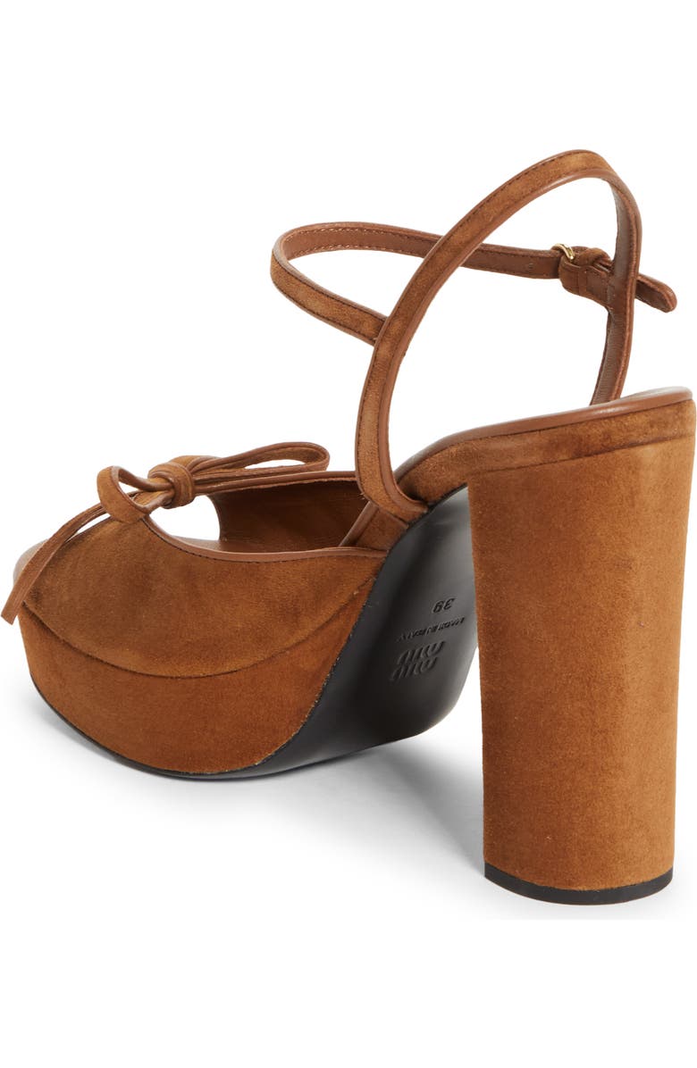 Miu Miu Bow Platform Sandal, Alternate, color, Rovere
