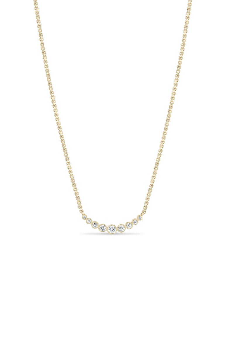 Bezel Diamonds 14k Gold Diamond Necklace, Main, color, YELLOW