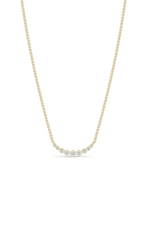 Bezel Diamonds 14k Gold Diamond Necklace
