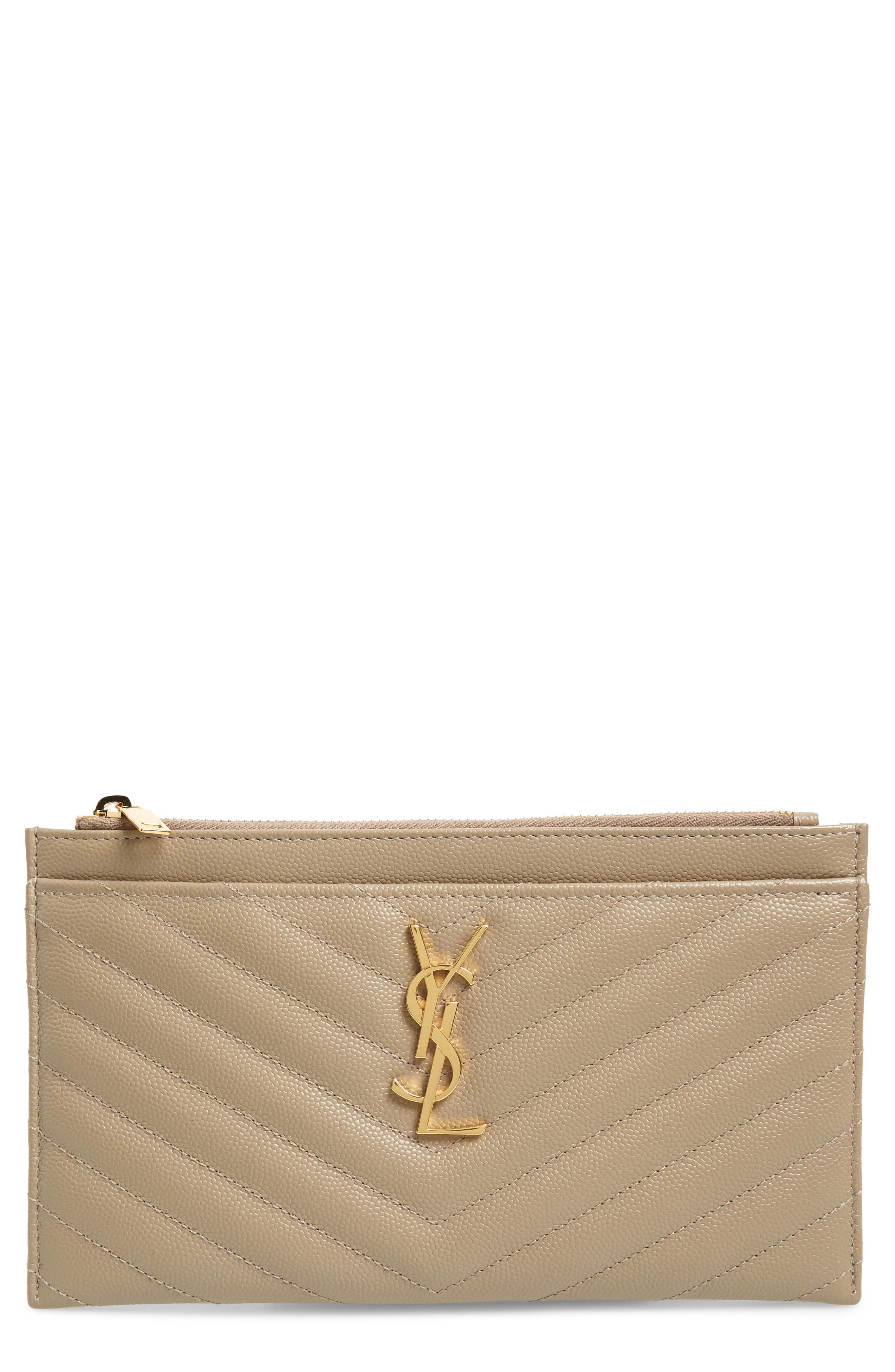 Saint Laurent Monogram Leather Bill Pouch, Main, color, 