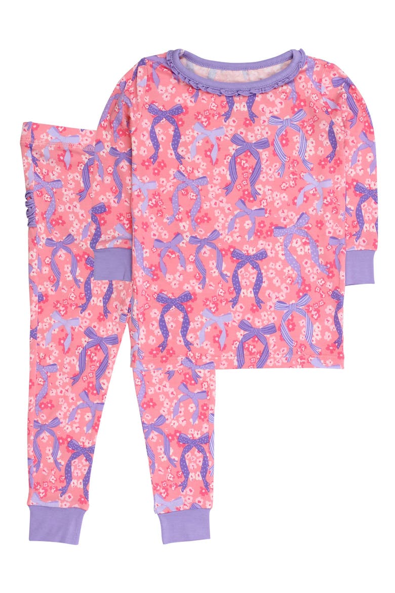 Ruffle Long Sleeve Pajama Set, Signature Rear Ruffles, Main, color, Bow Besties