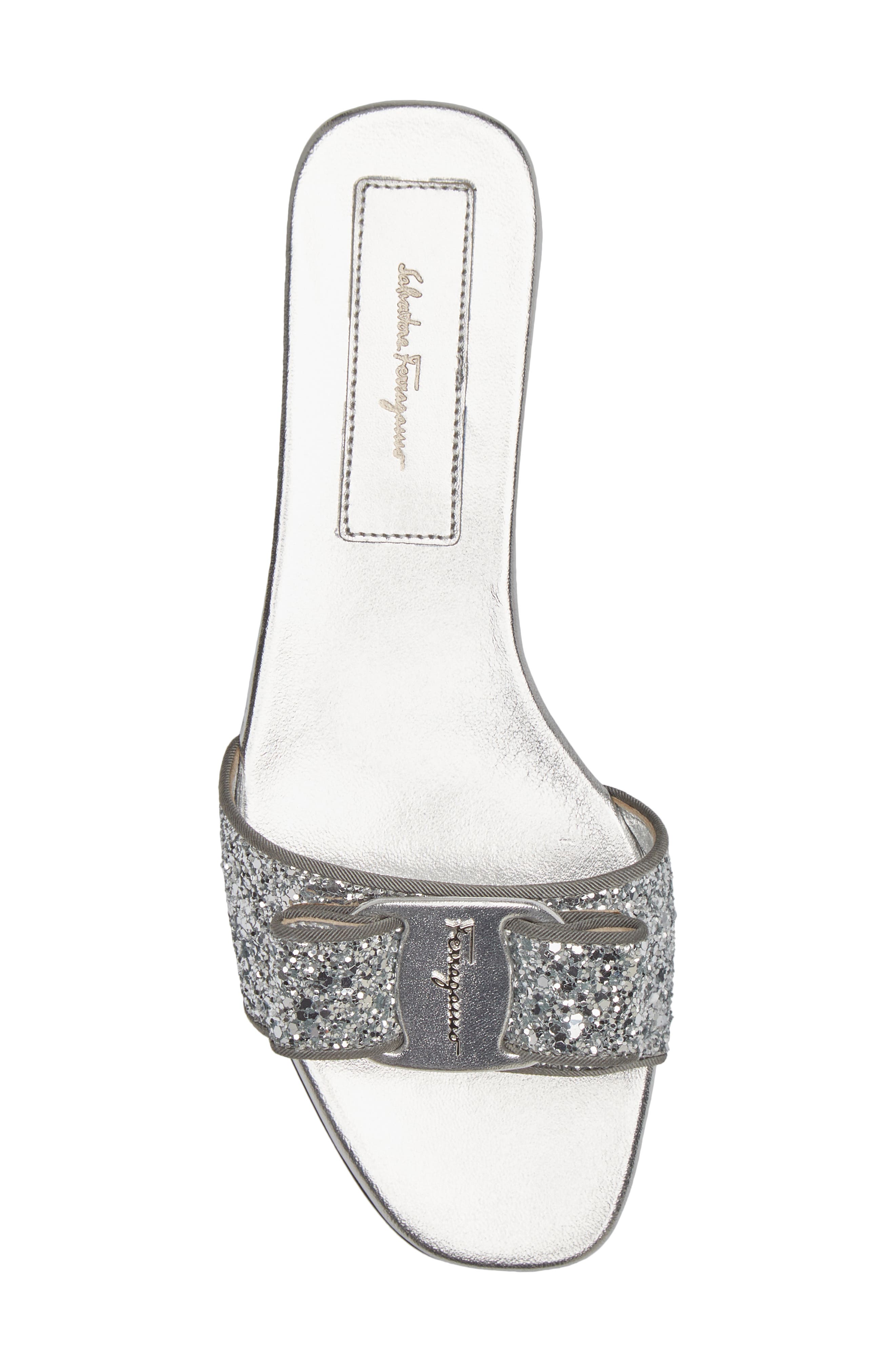 FERRAGAMO Vicky Glitter Bow Slide Sandal, Alternate, color, 