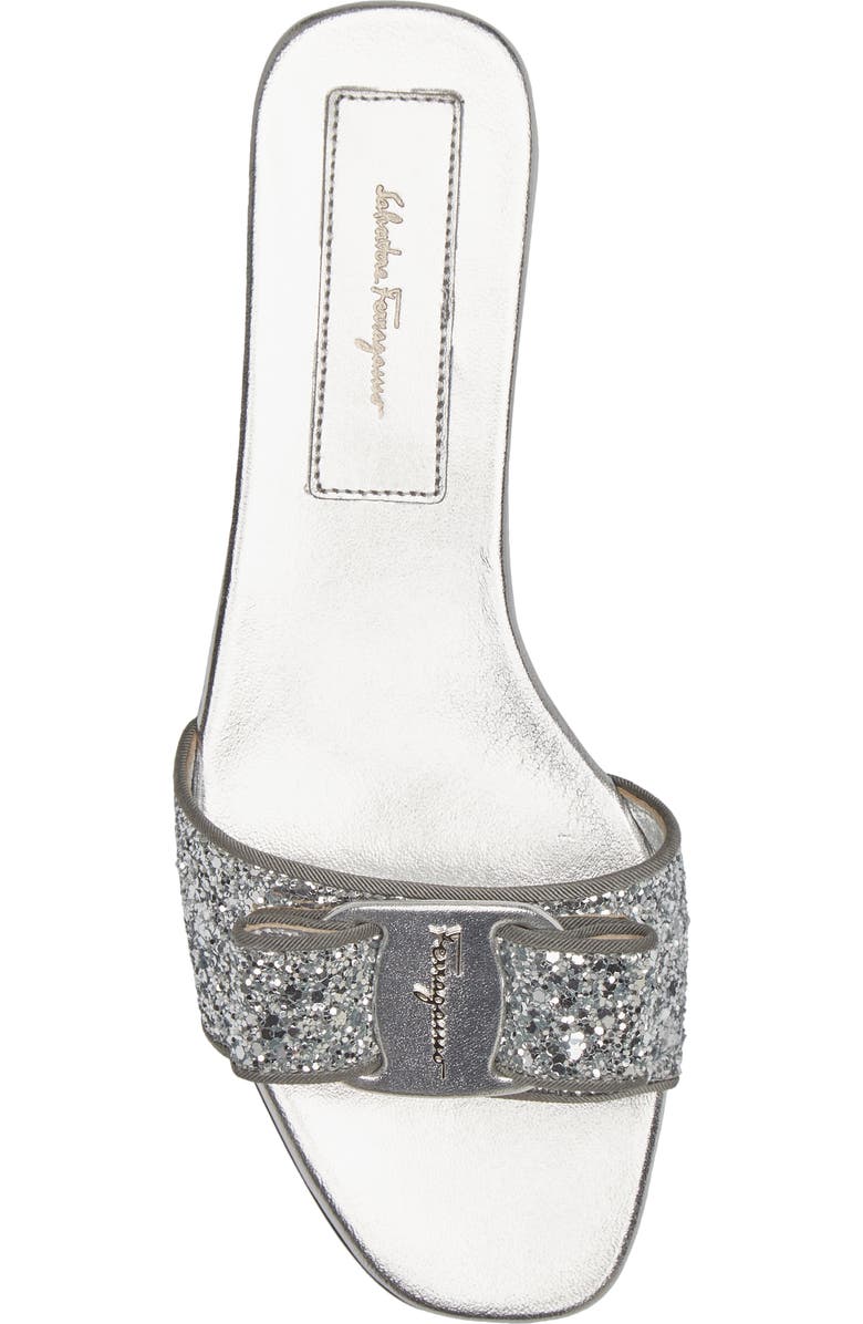 FERRAGAMO Vicky Glitter Bow Slide Sandal, Alternate, color,