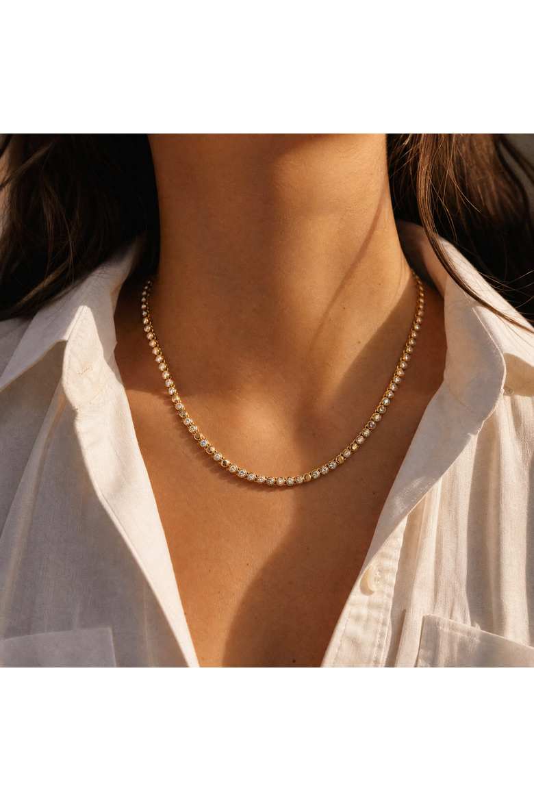 Dainty Pave Beaded Chain Necklace, Alternate, color, Gold