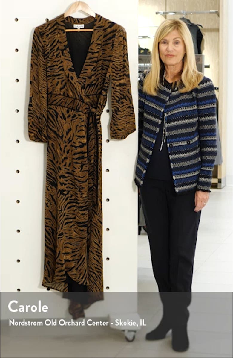 Tiger Print Georgette Midi Wrap Dress, sales video thumbnail