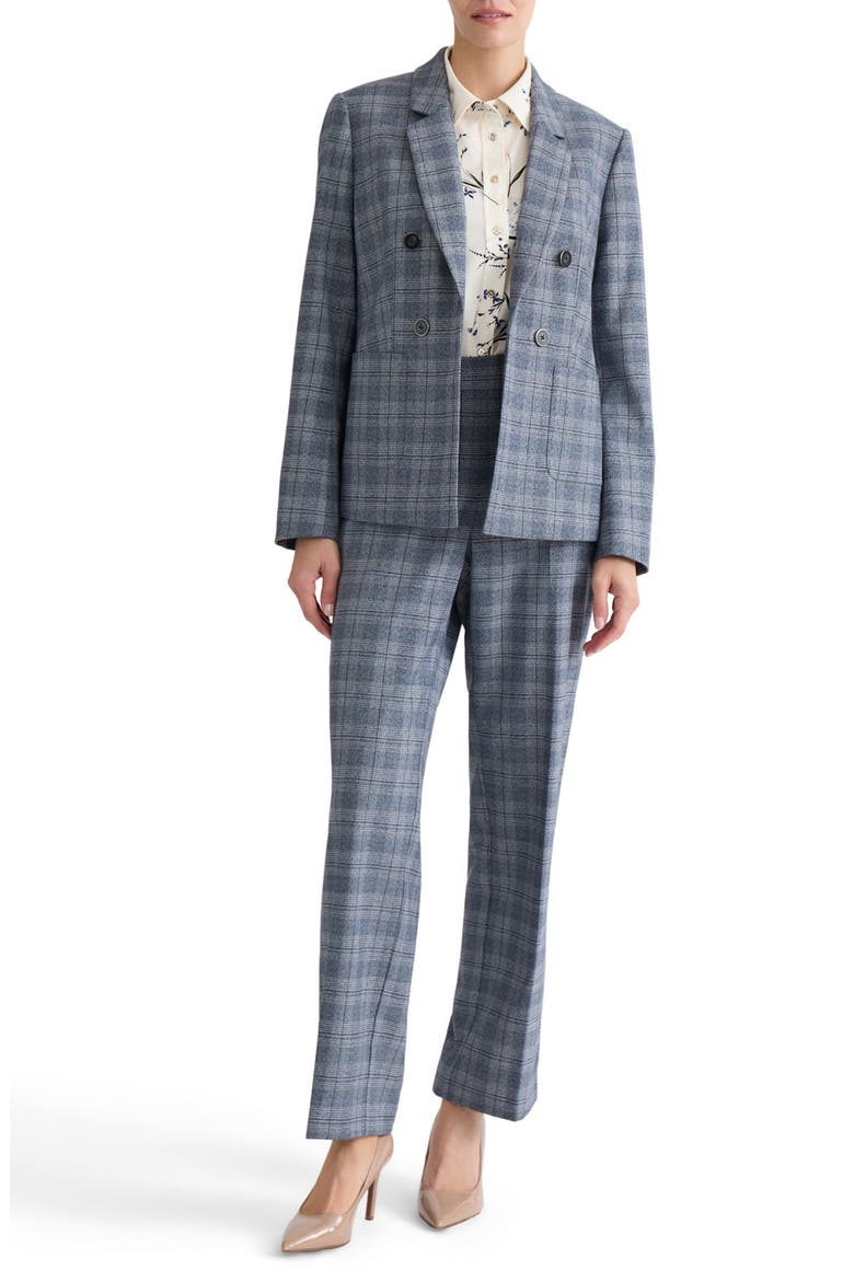 Plaid Faux Double Breasted Blazer, Alternate, color, PACIFIC NAVY MULTI