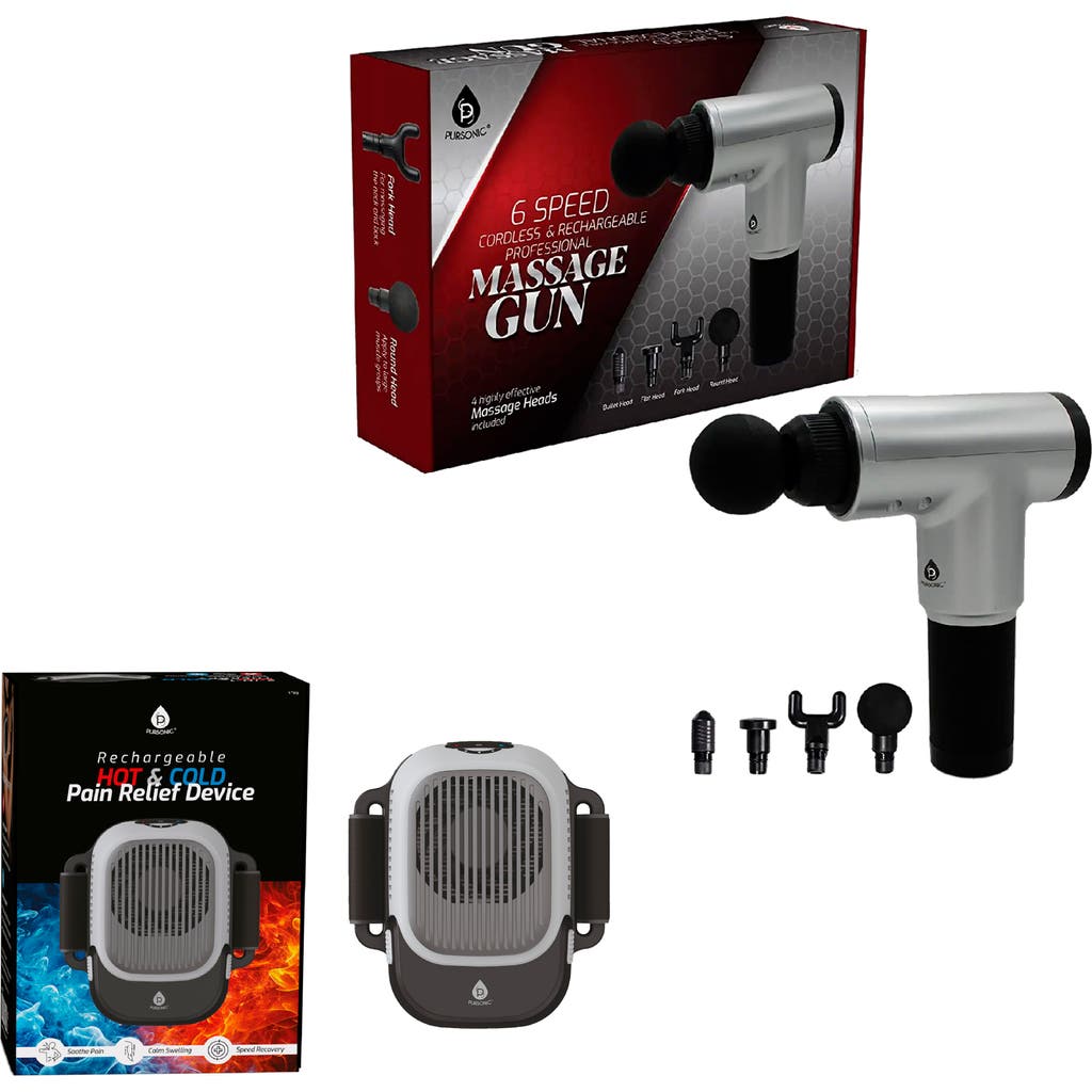 Pursonic The Ultimate Muscle Recovery Duo Hot & Cold Massager + Deep Tissue Massage Gun In Black