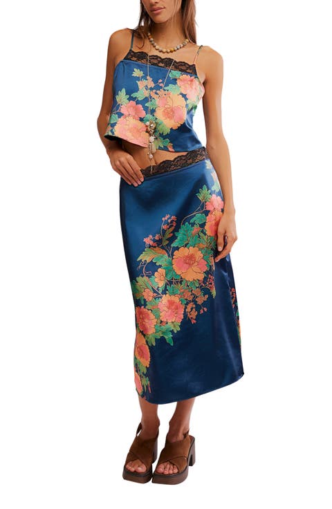 Salvatore Floral Lace Trim Camisole & Midi Skirt Set