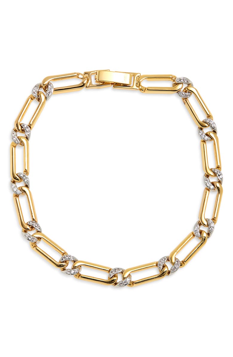 Luv AJ The Two-Tone Pavé Chain Bracelet, Main, color, Gold