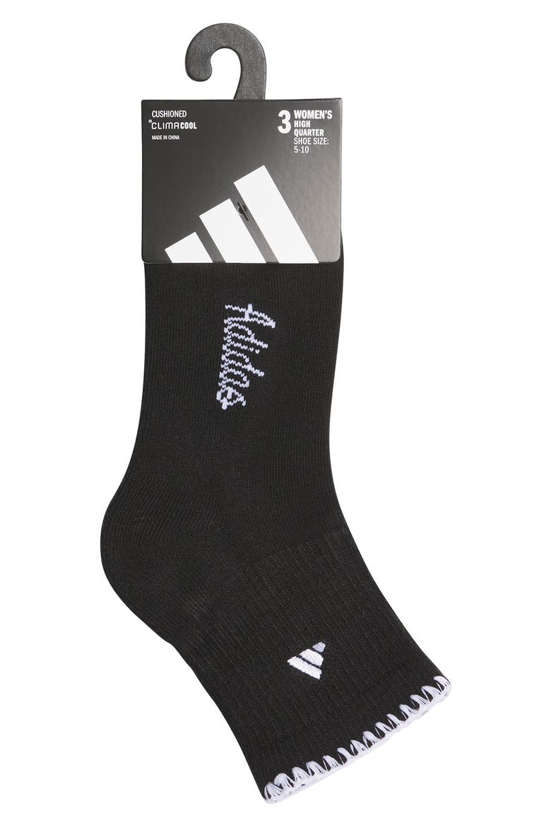 Climacool Athletic Cushioned High Quarter Socks, Alternate, color, BLACK/ CLEAR ONIX GREY/ WHITE