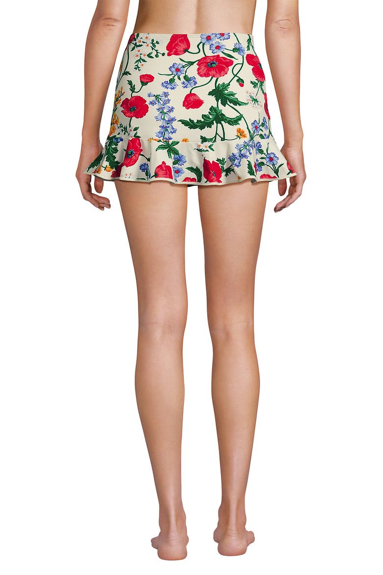 Ruffle Hem Mini Swim Skirt, Alternate, color, Egret/Poppy Floral