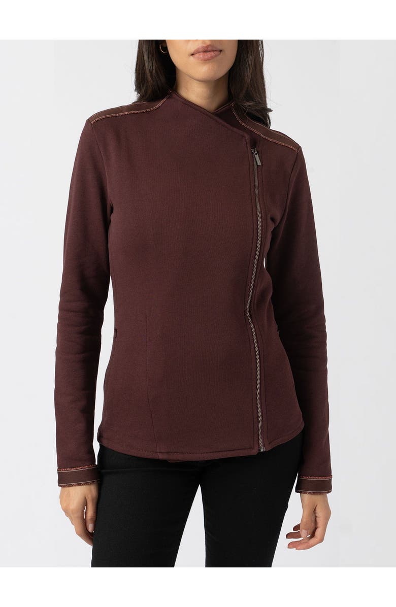 Saint + Sofia Cotton Biker Jacket, Alternate, color, Maroon