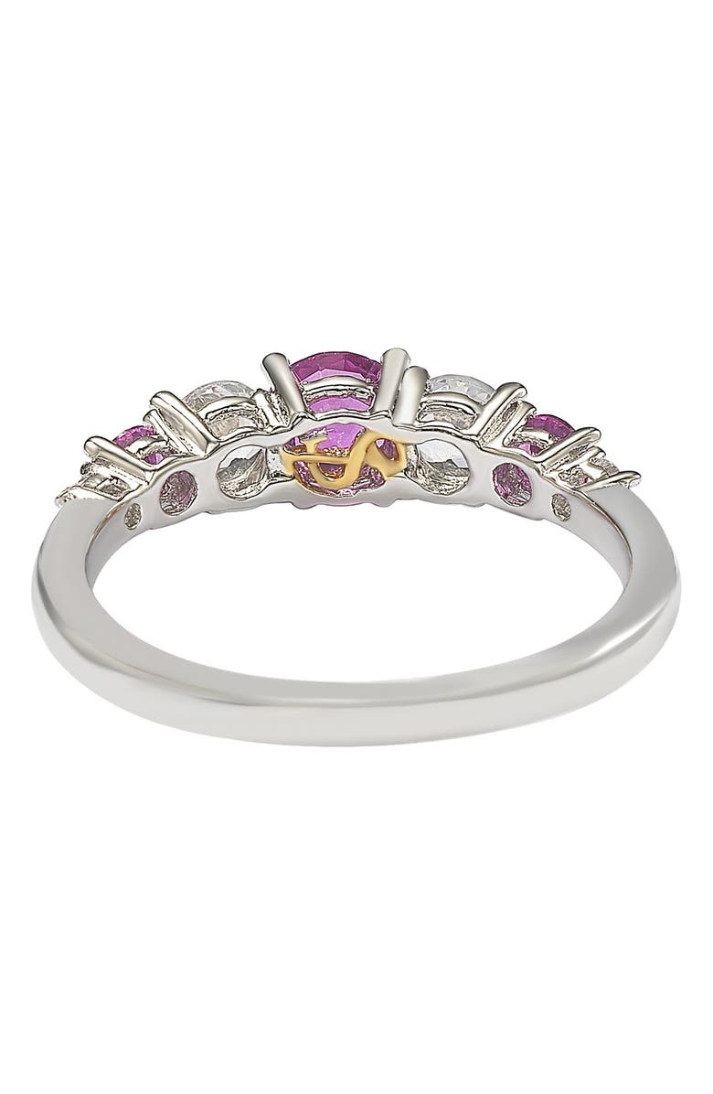 SUZY LEVIAN Sterling Silver Pink Sapphire & Lab Grown White Sapphire Diamond Accent 7-Stone Ring - 1.75ctw, Alternate, color, Pink