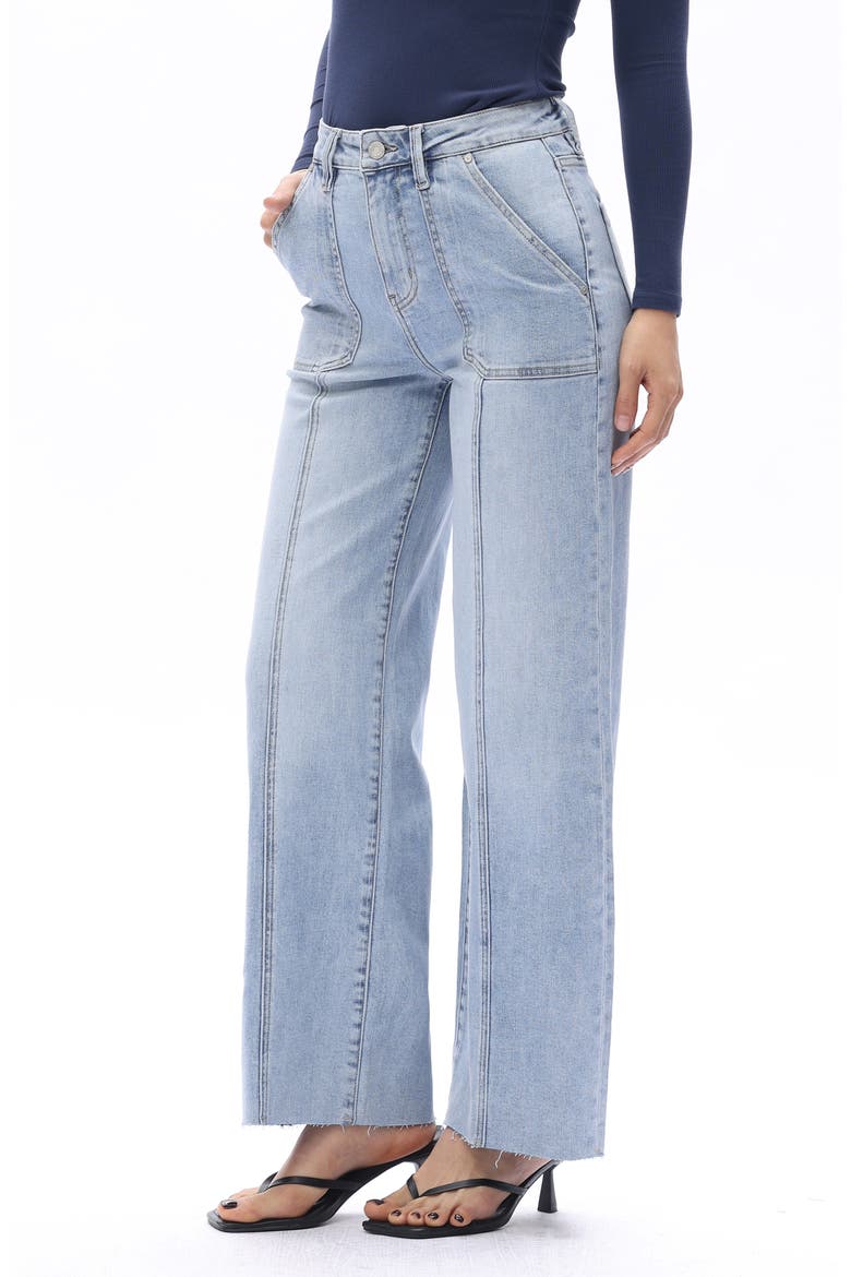 Jess Seamed High Waist Raw Hem Ankle Straight Leg Jeans, Alternate, color, LIGHT BLUE