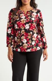 AK ANNE KLEIN Zip Front Pleated Top