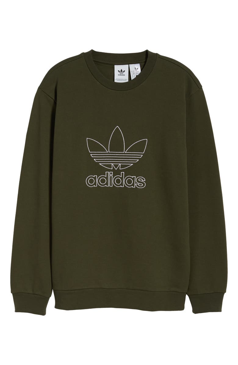 adidas Originals adidas Outline Trefoil Crewneck Sweatshirt, Alternate, color, 