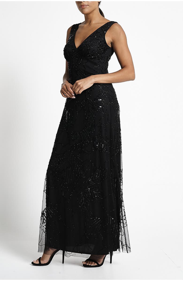 Frock and Frill V Neck Sleeveless Embellished Gown, Alternate, color,