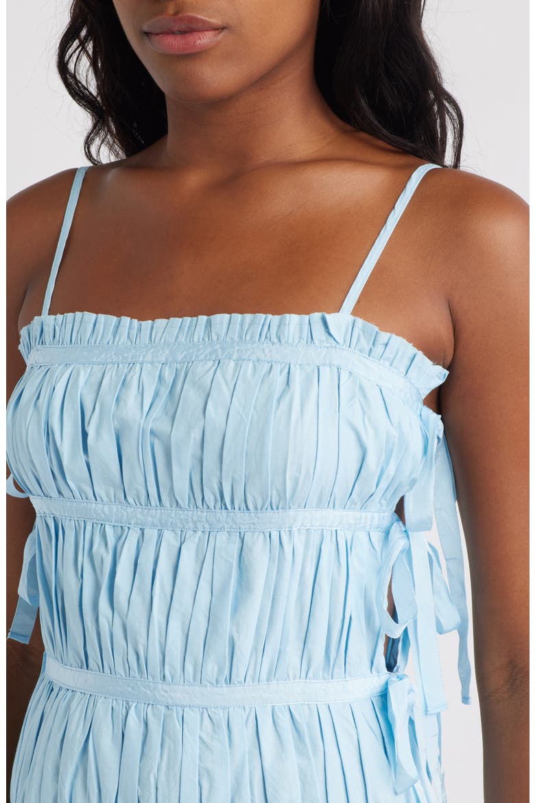 Pleat Detail Cotton Maxi Sundress, Alternate, color, MEDIUM BLUE