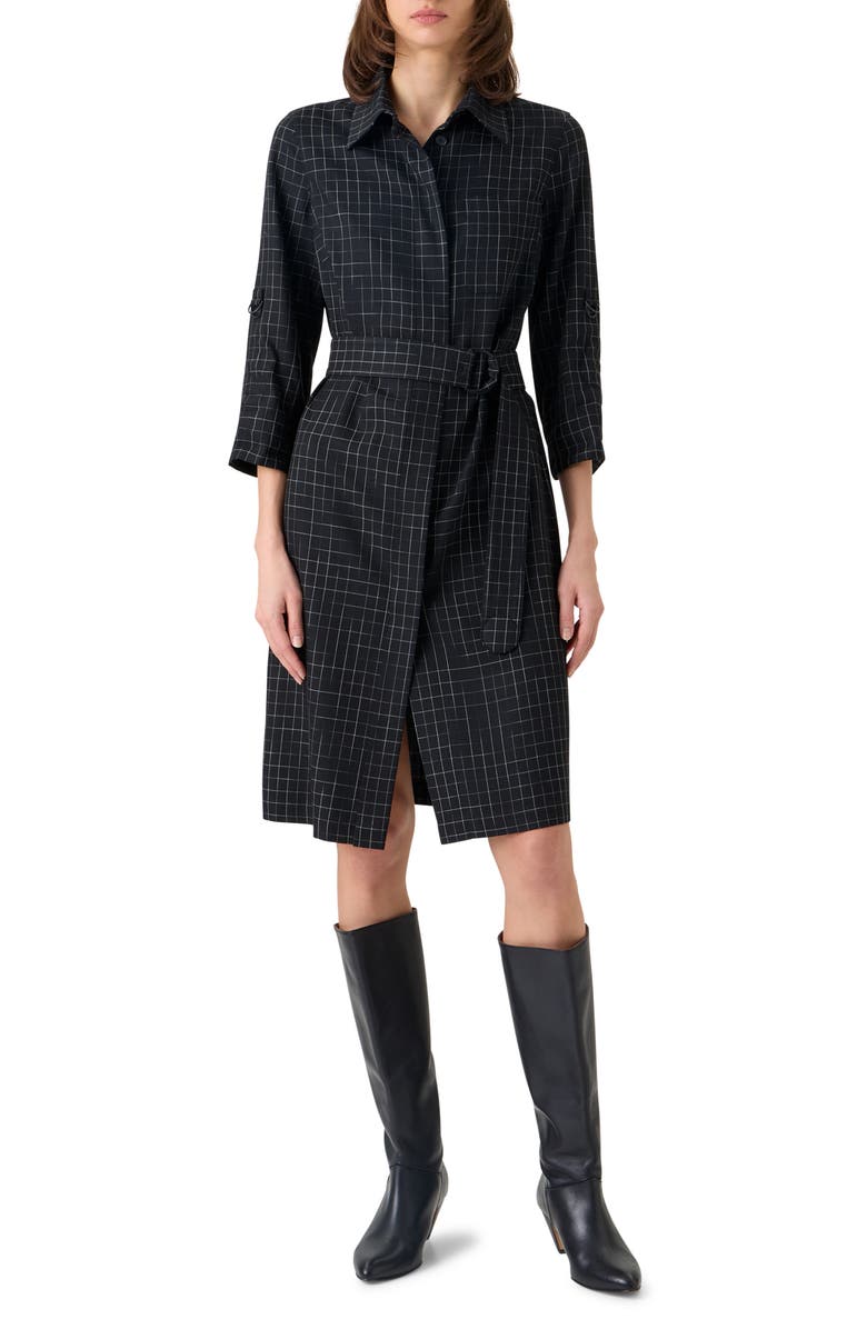Akris punto Broken Check Twill Shirtdress, Main, color, Black-Cream