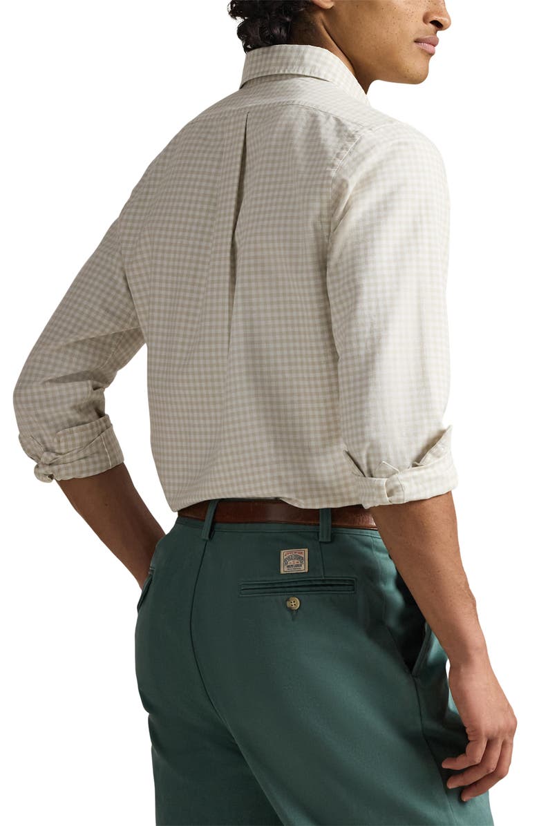 Polo Ralph Lauren Classic Fit Gingham Check Cotton Button-Down Oxford Shirt, Alternate, color, Basic Sand White