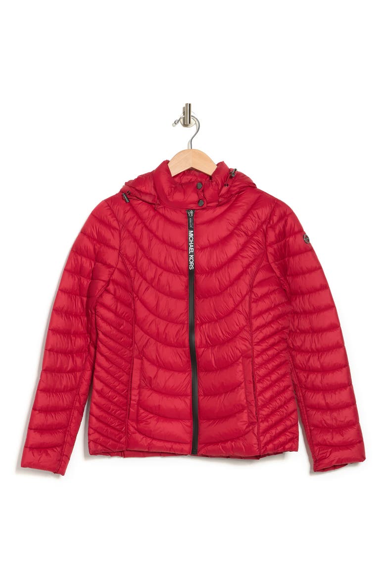 Contrast Packable Hooded Down Jacket, Alternate, color, CRIMSON