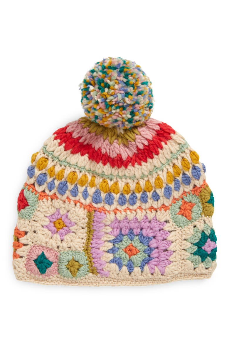 Crochet Wool Hat, Main, color, NATURAL