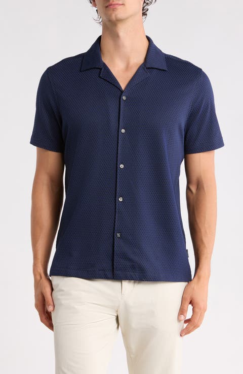 Textured Knit Camp Shirt
